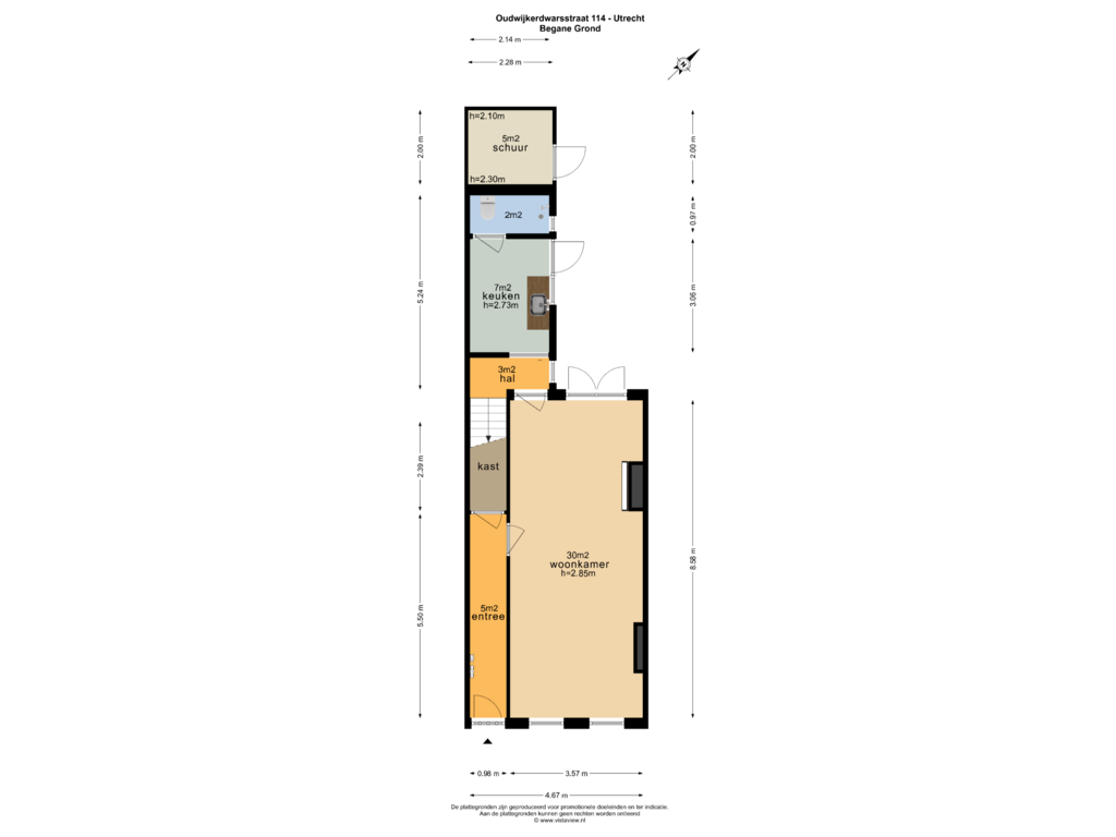 Bekijk plattegrond van BEGANE GROND van Oudwijkerdwarsstraat 114