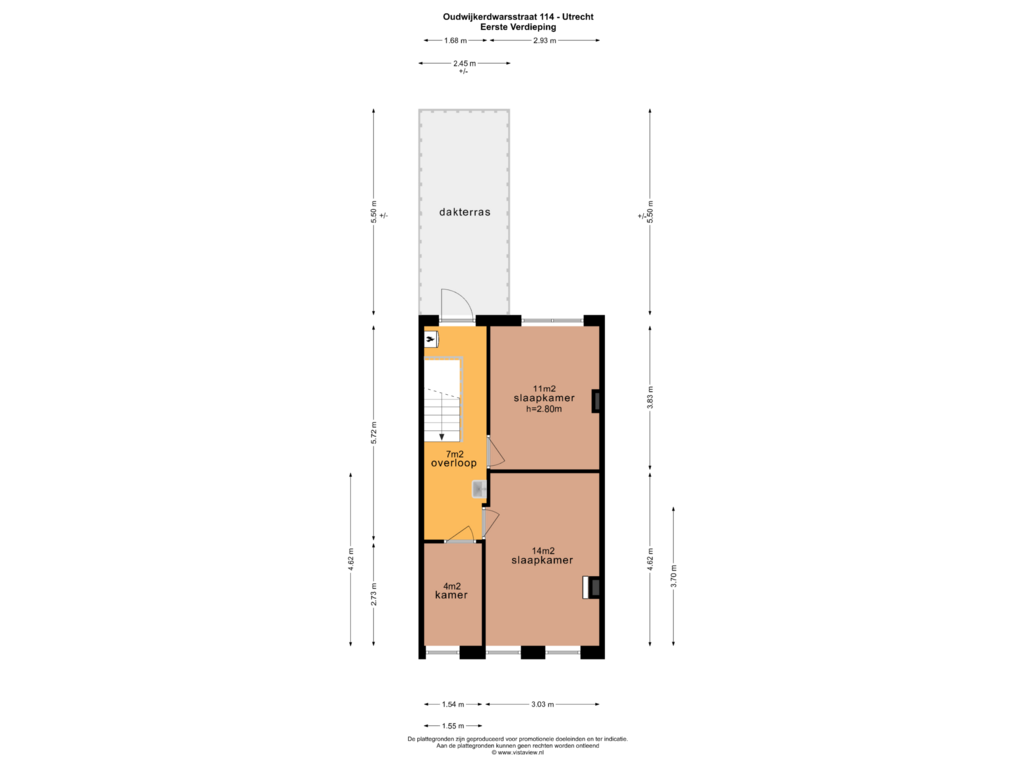 Bekijk plattegrond van EERSTE VERDIEPING van Oudwijkerdwarsstraat 114