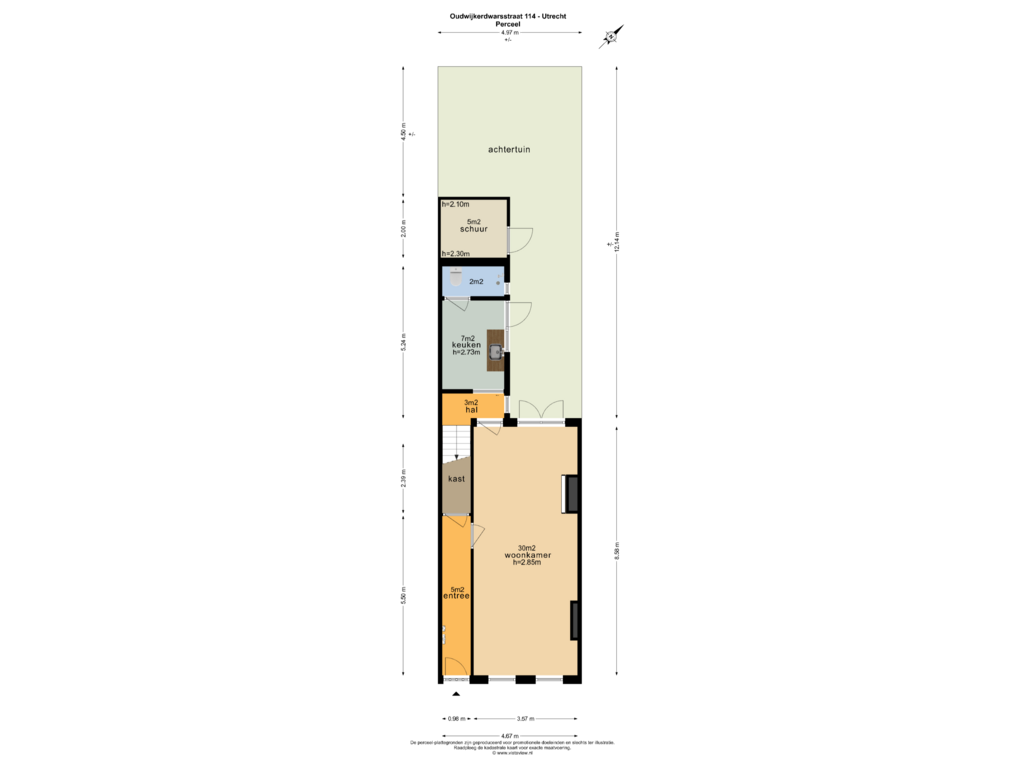 Bekijk plattegrond van PERCEEL van Oudwijkerdwarsstraat 114