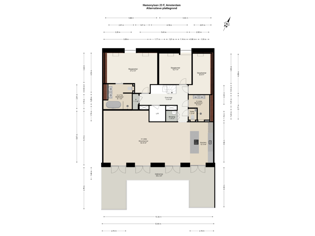 Bekijk plattegrond van Alternatieve plattegrond van Hemonylaan 23-F