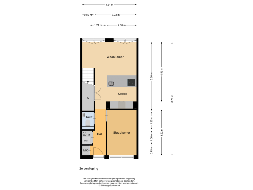 Bekijk plattegrond van 2e verdieping van Grootscheepmakersstraat 1-A23