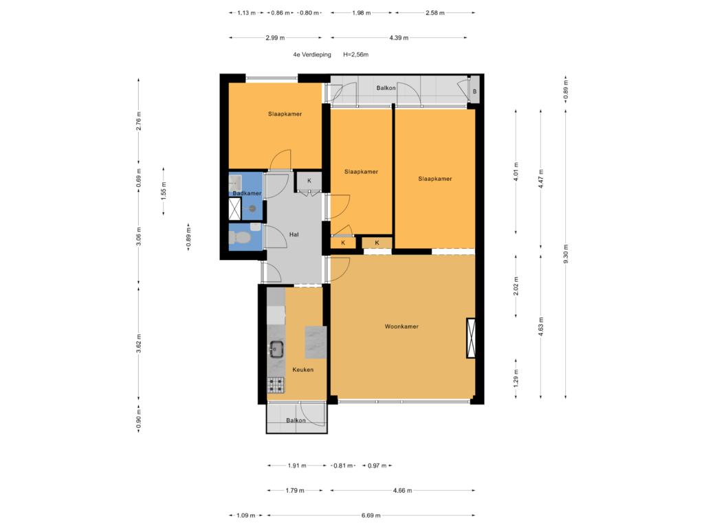 Bekijk plattegrond van 4e Verdieping van Prinses Irenelaan 238