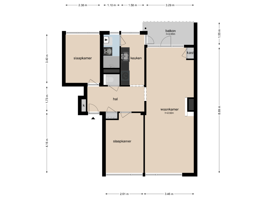 Bekijk plattegrond van Tweede verdieping van J.H.Leopoldhof 27