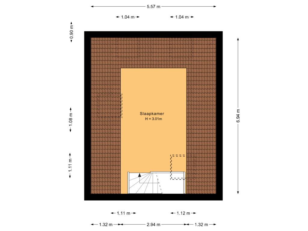 View floorplan of Tweede verdieping of Bruggestraat 47-B