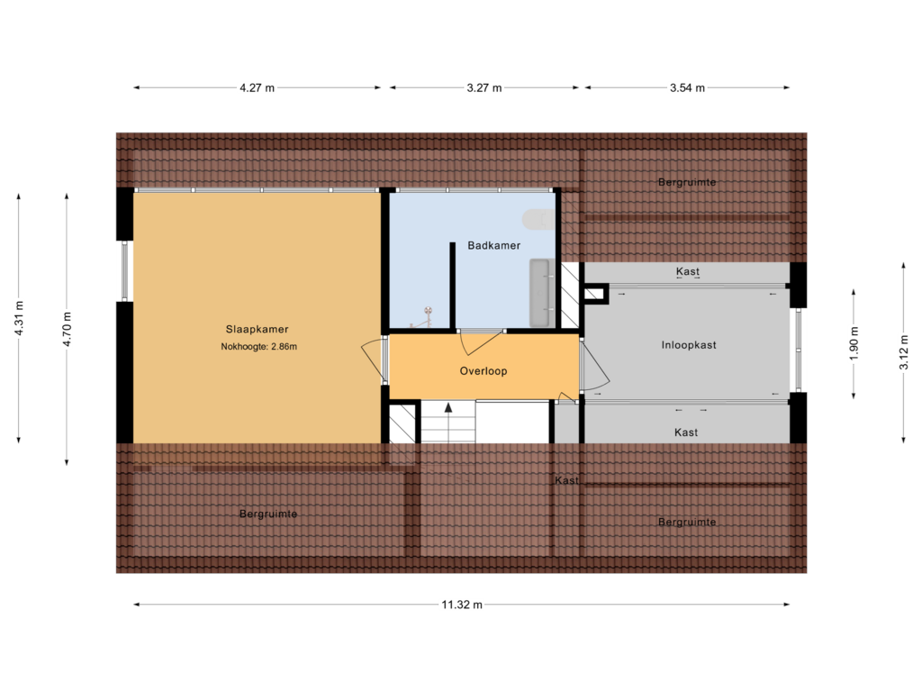 View floorplan of 1e verdieping of Zwartendijk 13