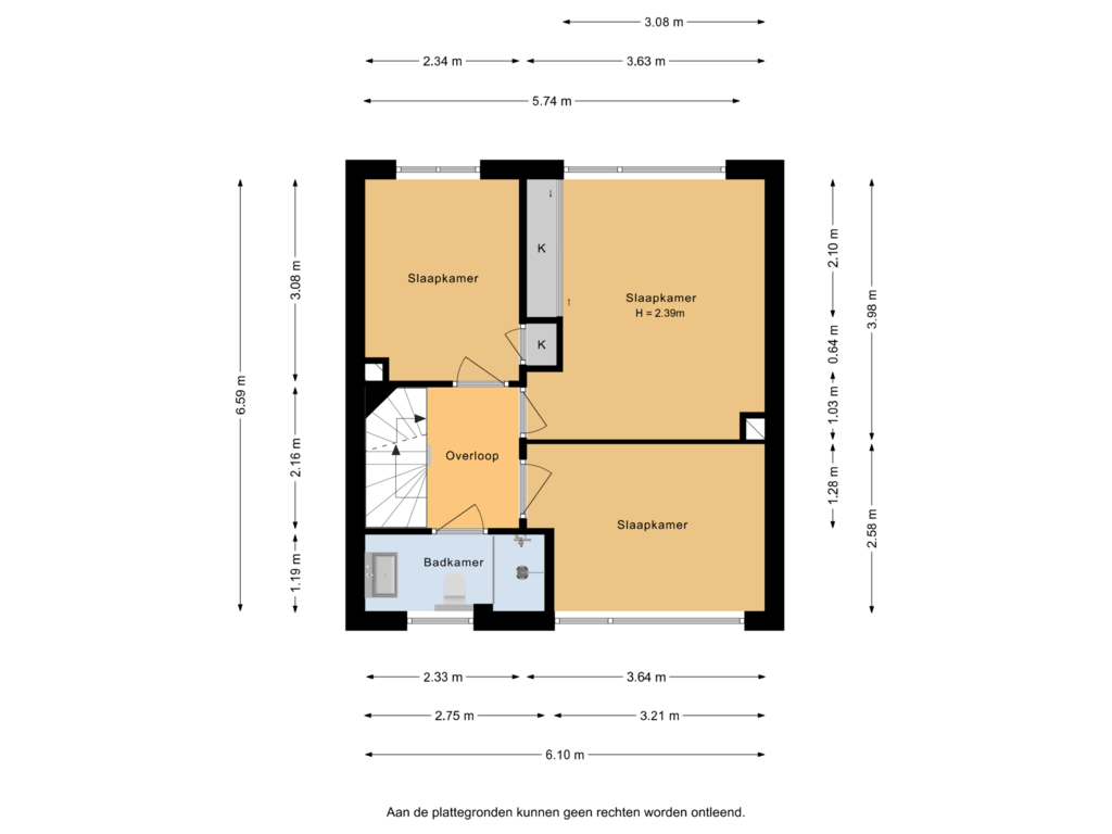 Bekijk plattegrond van 1e verdieping van Evekinkweg 52