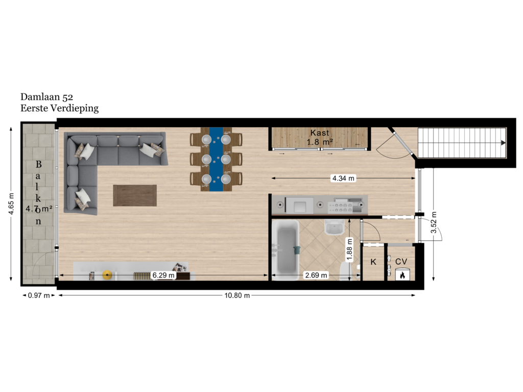 View floorplan of Eerste Verdieping of Damlaan 52