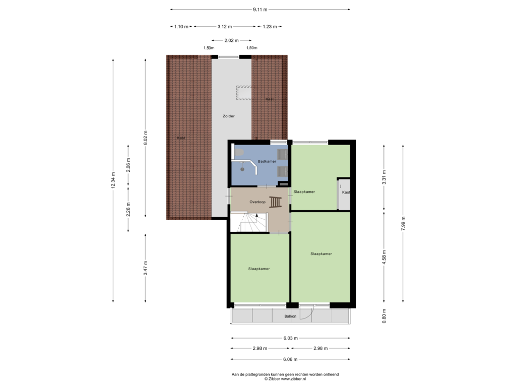 View floorplan of Eerste verdieping of Zwaluwstraat 90