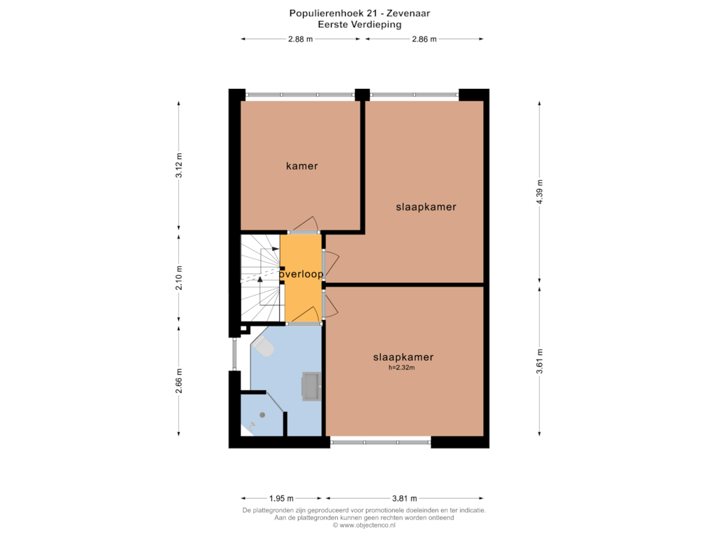 Bekijk plattegrond van EERSTE VERDIEPING van Populierenhoek 21