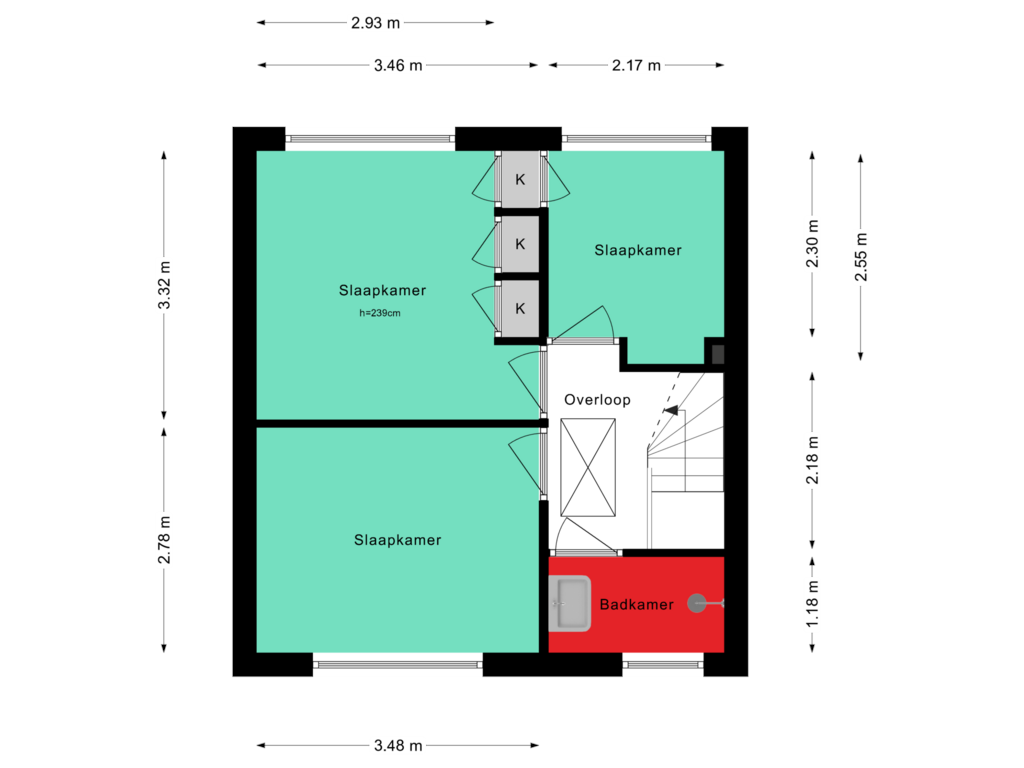 Bekijk plattegrond van 1e Verdieping van Van der Zaanstraat 16