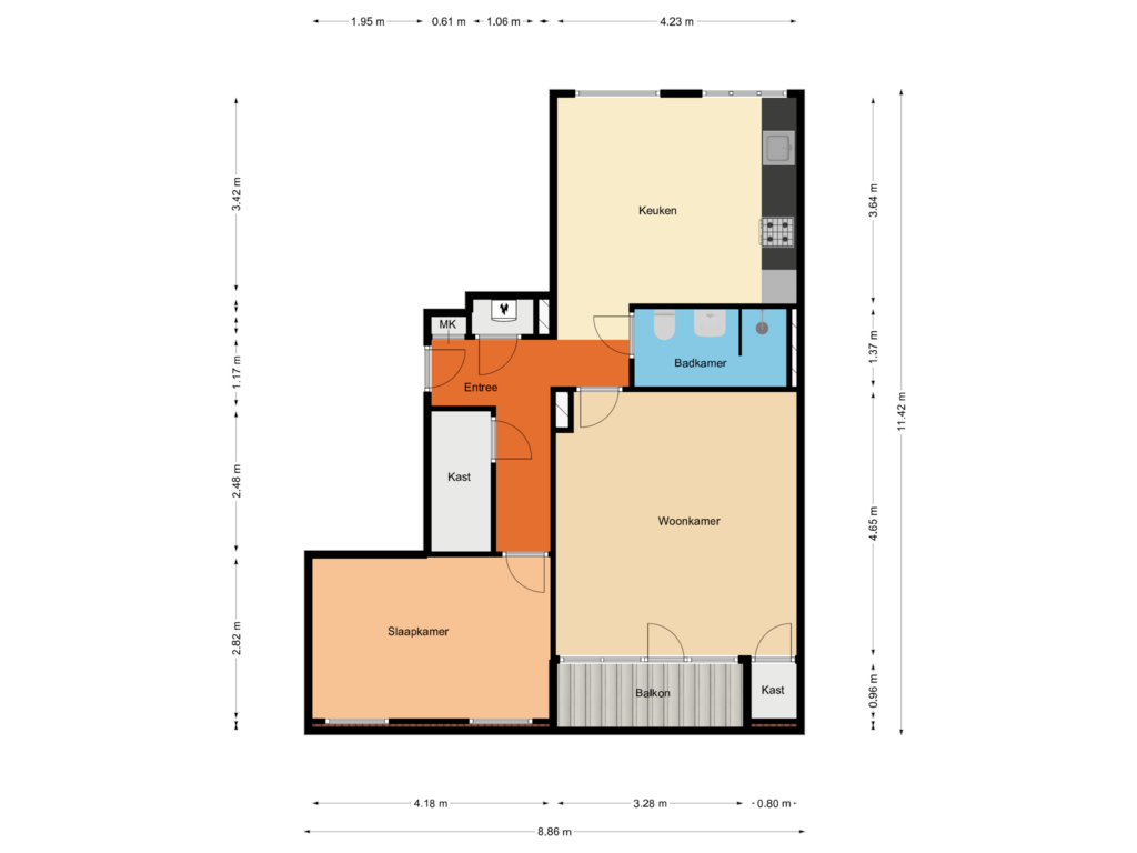 View floorplan of Woonverdieping of Rechthuisstraat 30-E