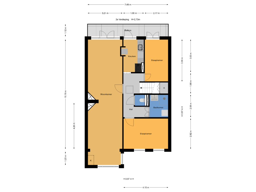 Bekijk plattegrond van 2e Verdieping van Caan van Necklaan 299