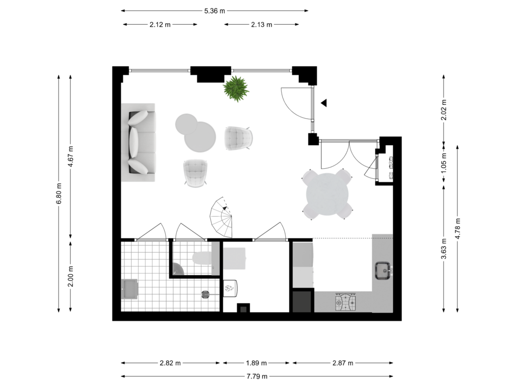 View floorplan of Benedenverdieping of VOC-kade 32