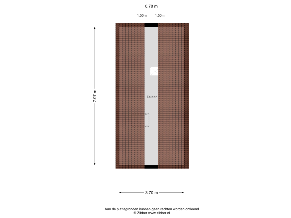 View floorplan of Zolder of Dirck Raphaëlsz Camphuysenstraat 13