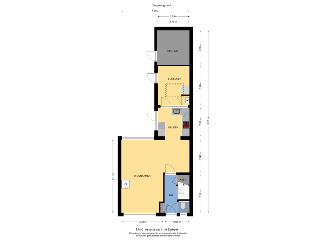 View floorplan of Begane grond of T.M.C. Asserstraat 11