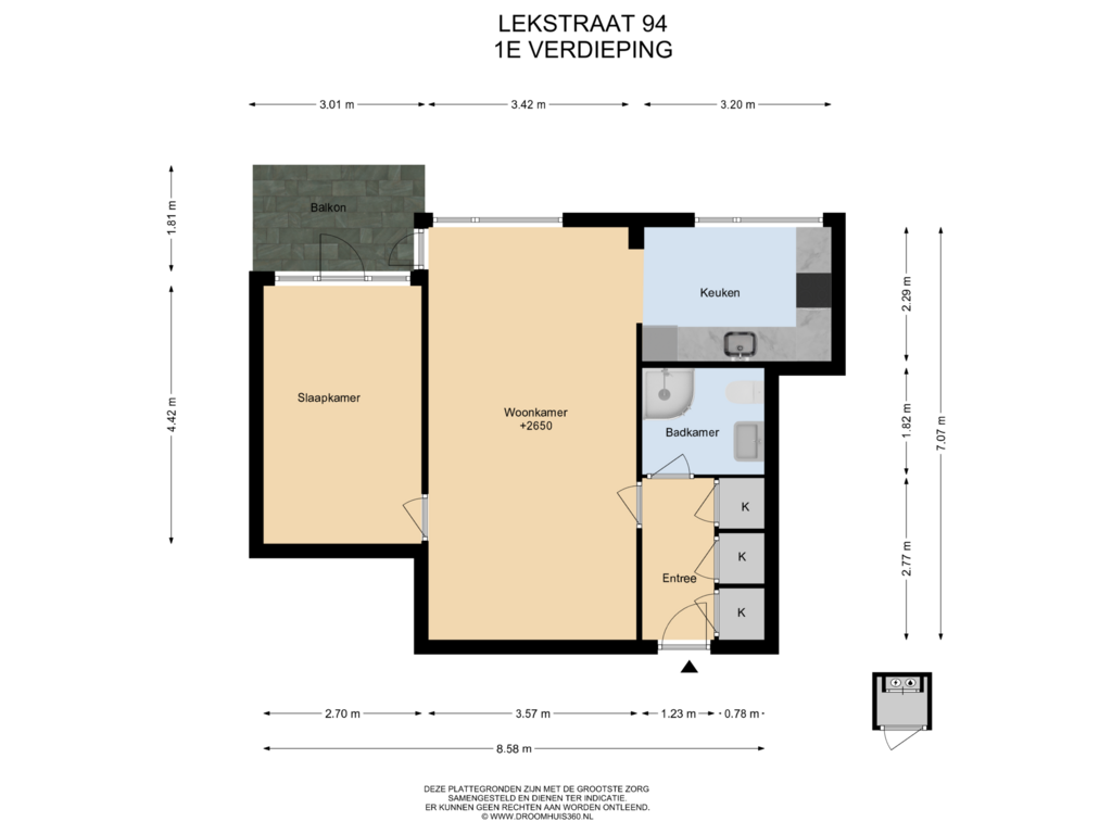 Bekijk plattegrond van 1E Verdieping van Lekstraat 94