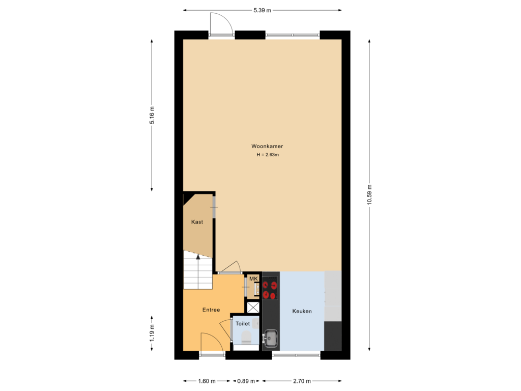 Bekijk plattegrond van Begane grond van Markerichter 21