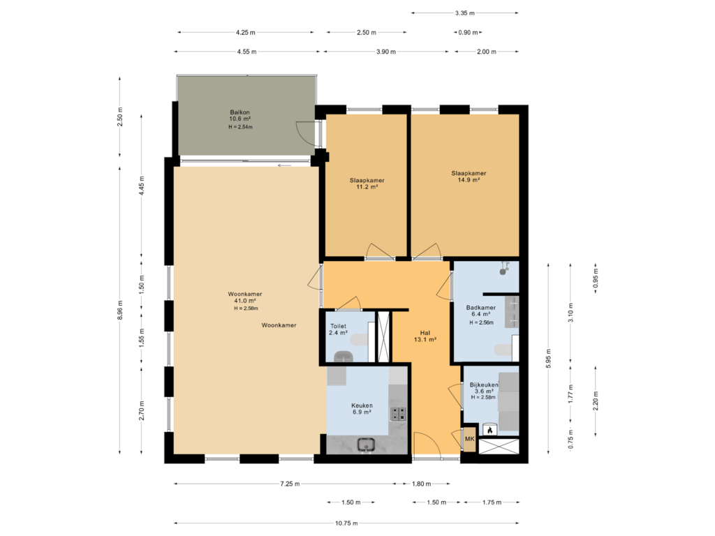 Bekijk plattegrond van Appartement van Willem Lodewijkstraat 71