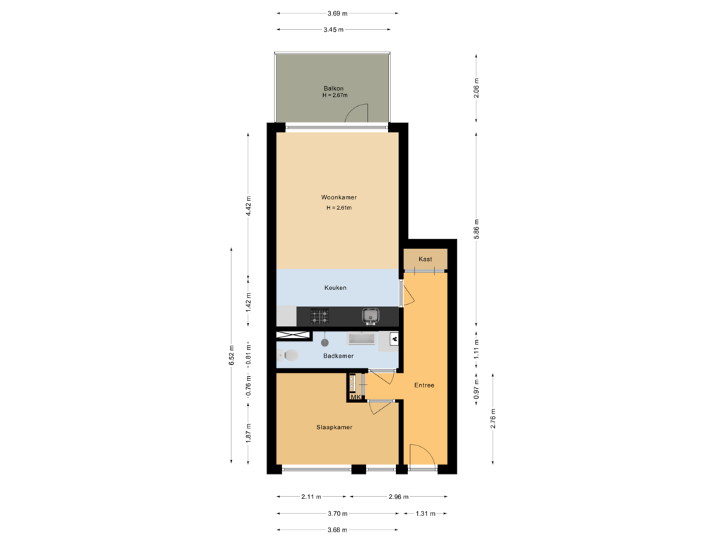 View floorplan of Appartement of De Akkeren 30-A