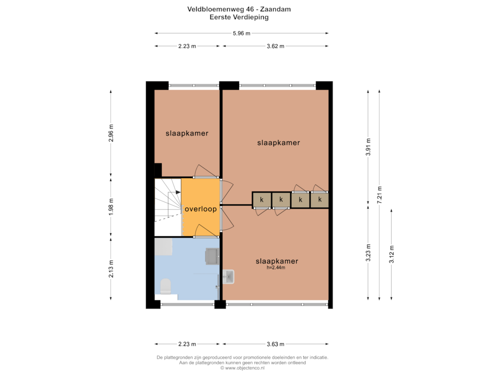 Bekijk plattegrond van EERSTE VERDIEPING van Veldbloemenweg 46