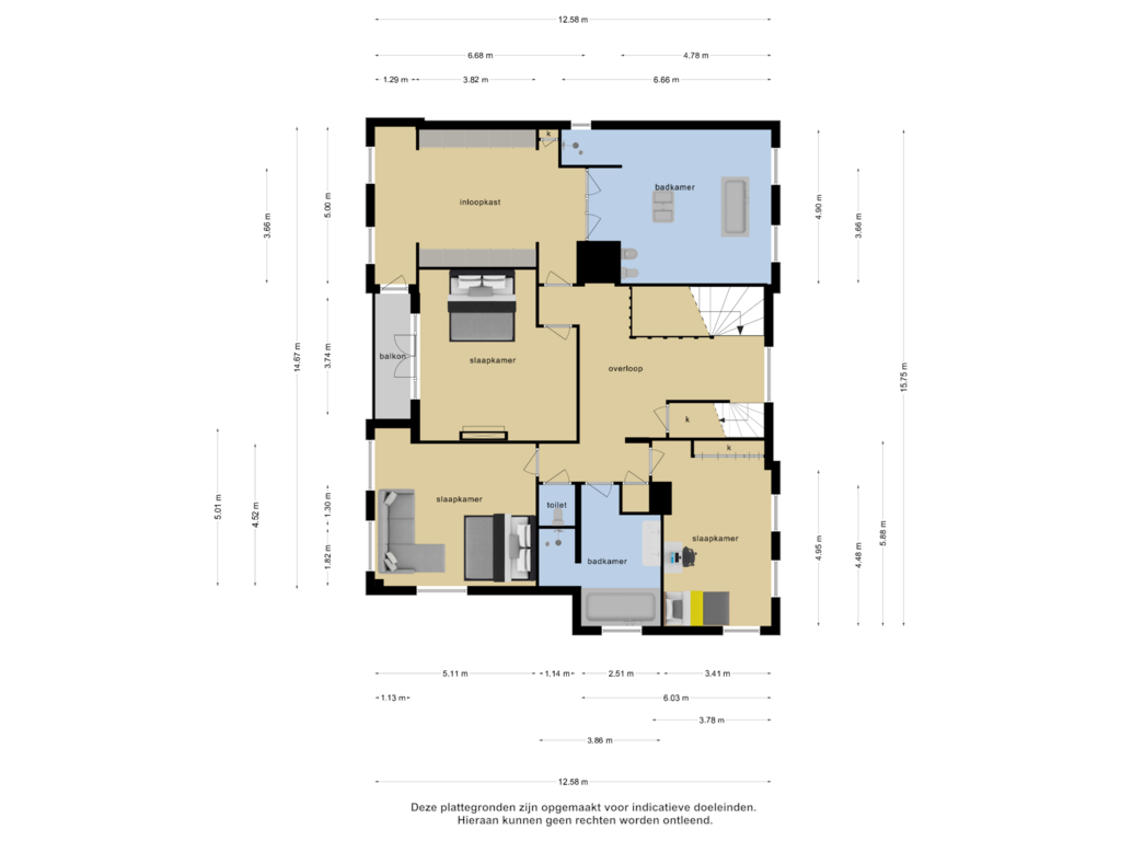 View floorplan of 1e verdieping of Duivelsbruglaan 12