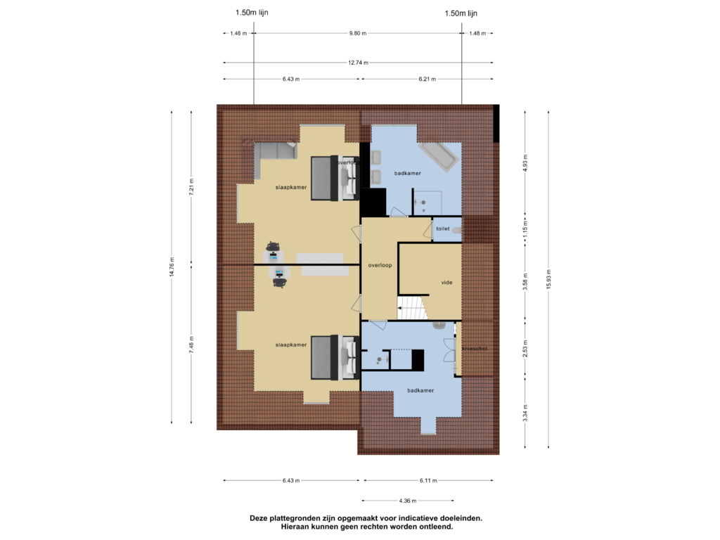 View floorplan of 2e verdieping of Duivelsbruglaan 12