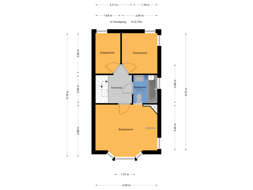 Bekijk plattegrond van 1e Verdieping van Parkietlaan 4