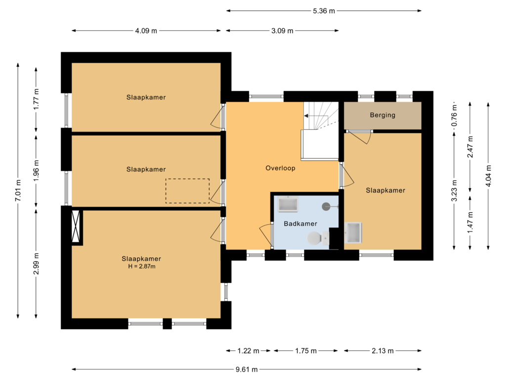 Bekijk plattegrond van Eerste verdieping van Grasdorpstraat 7