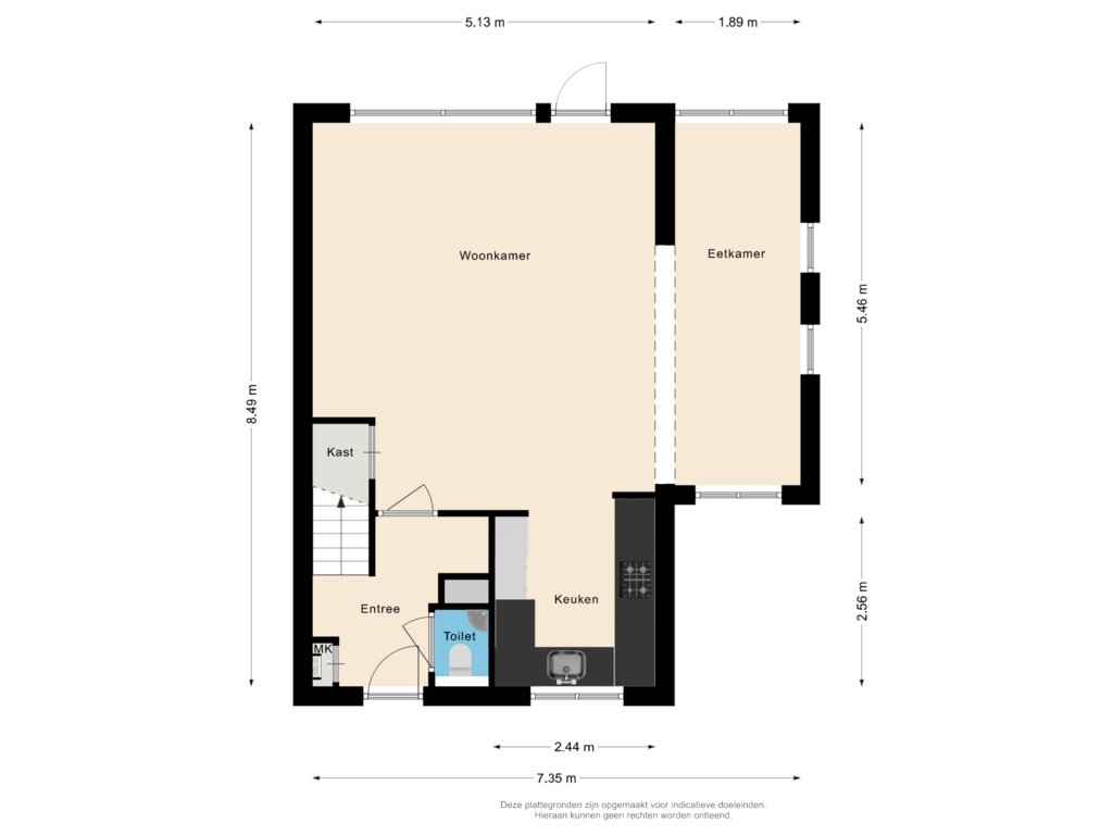 Bekijk plattegrond van Begane grond van Jacob Catsstraat 23