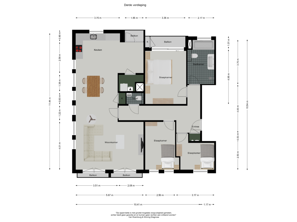 View floorplan of Derde verdieping of Oostzaanstraat 259