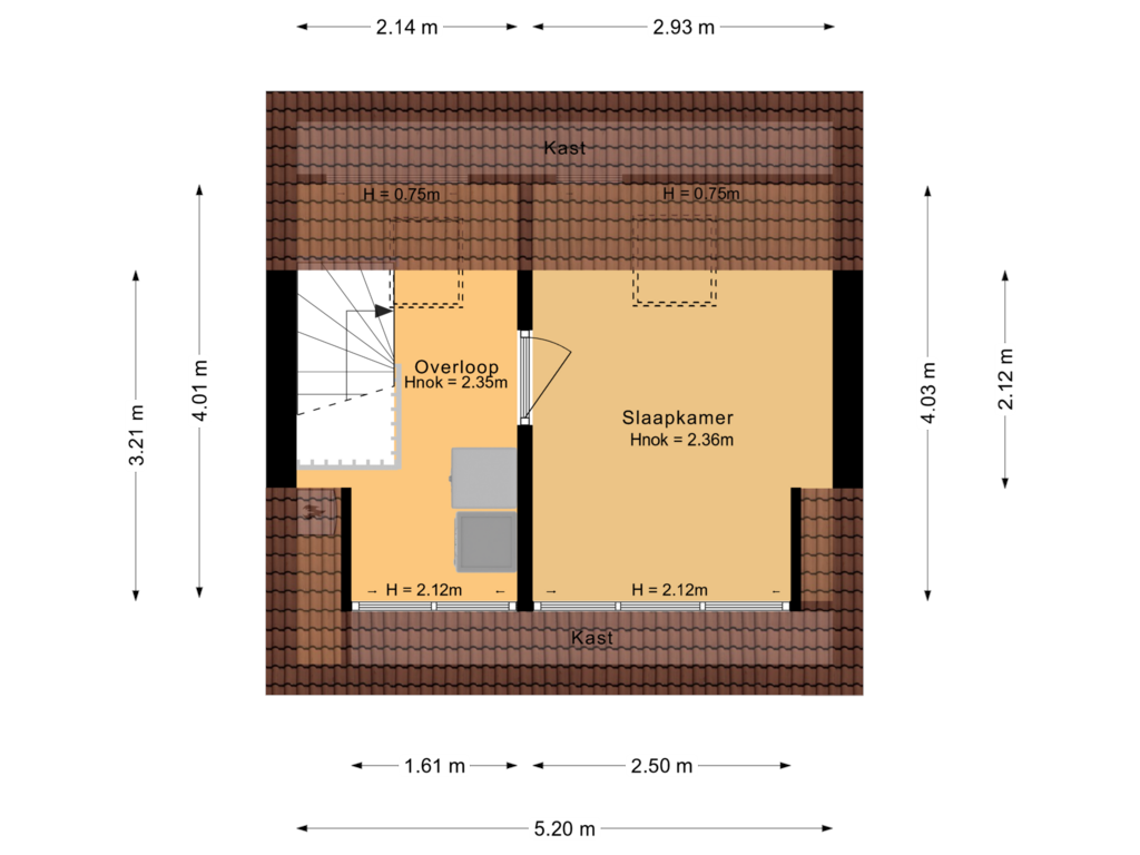 View floorplan of 2e verdieping of Zebraspoor 537