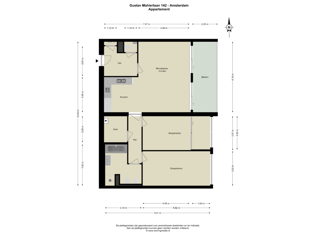 Bekijk plattegrond van Appartement van Gustav Mahlerlaan 142