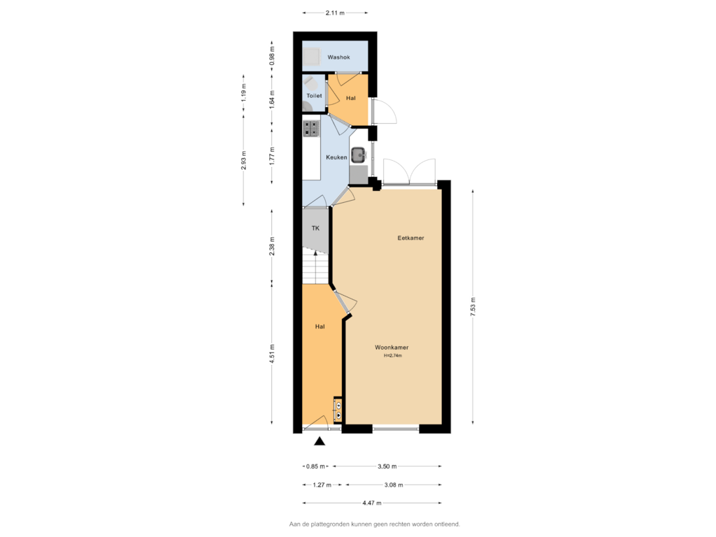 Bekijk plattegrond van Begane grond van 3e Honthorststraat 13