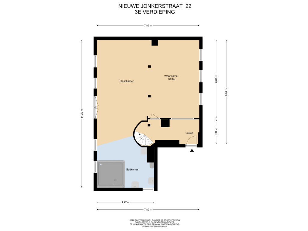 Bekijk plattegrond van 3E Verdieping van Nieuwe Jonkerstraat 22