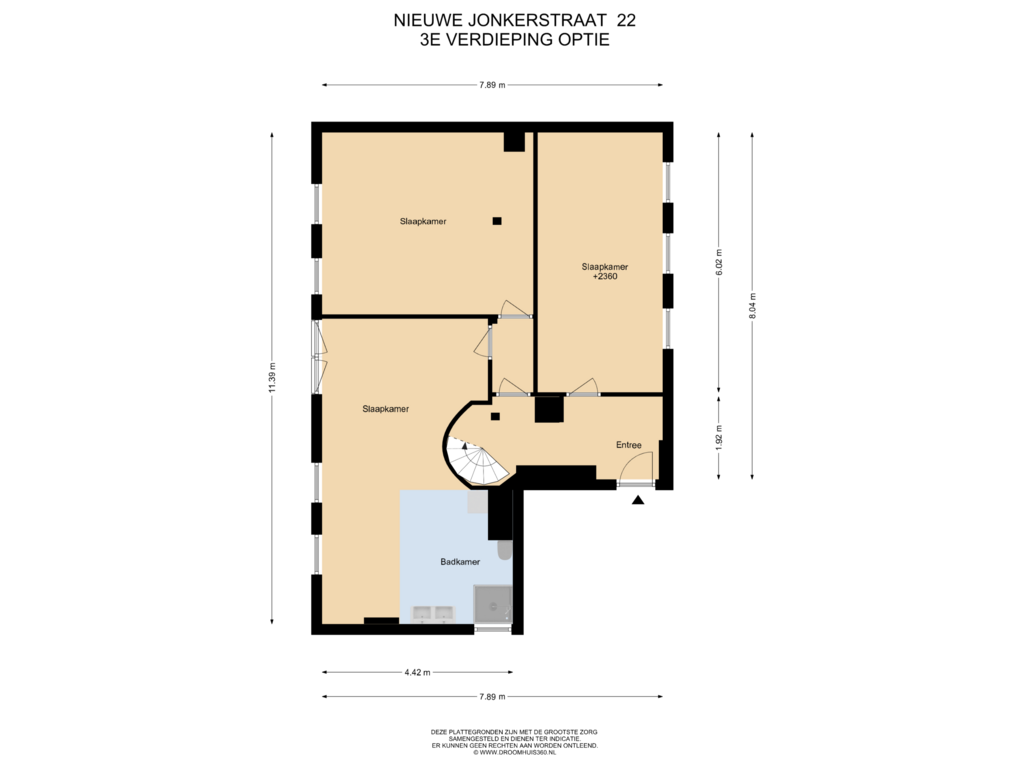 Bekijk plattegrond van 3E Verdieping Optie van Nieuwe Jonkerstraat 22