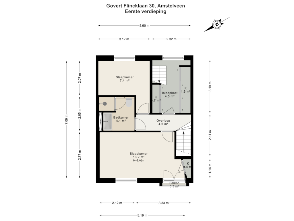 View floorplan of Eerste verdieping of Govert Flincklaan 30