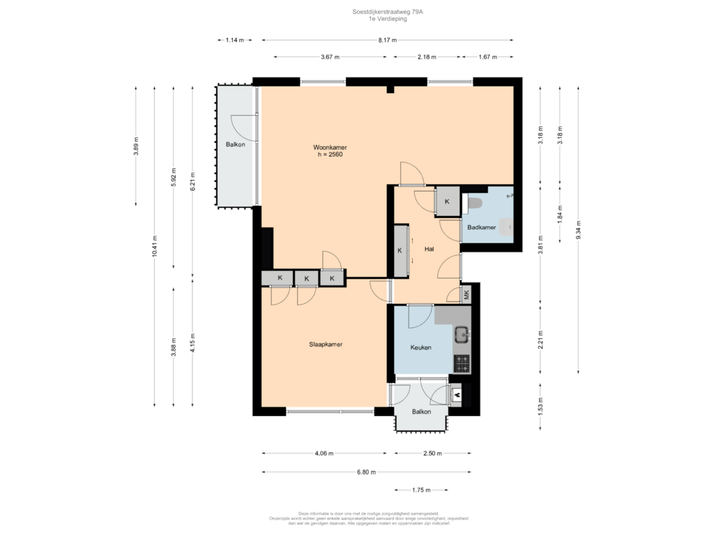 Bekijk plattegrond van 1e Verdieping van Soestdijkerstraatweg 79-A