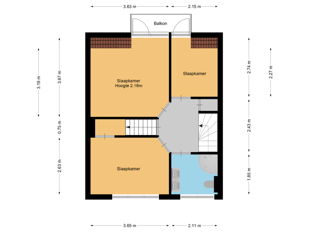 View floorplan of 1e verdieping of Koningin Julianalaan 11