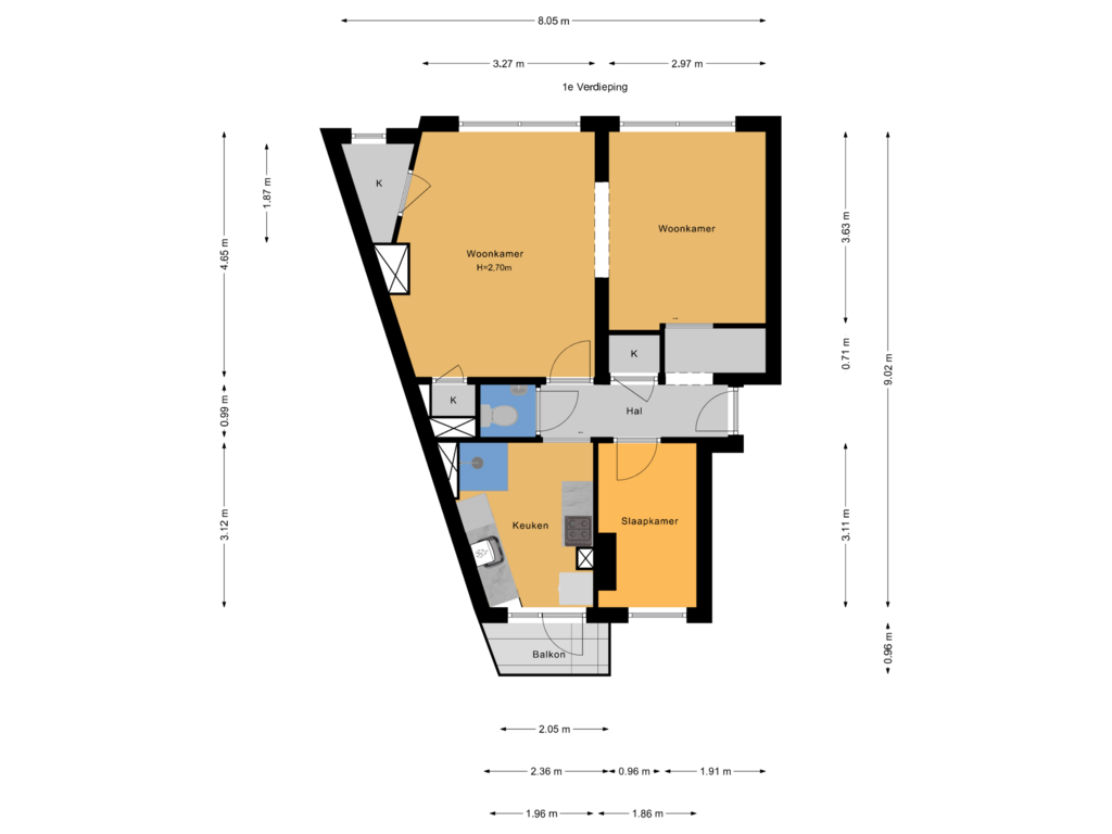 Bekijk plattegrond van 1e Verdieping van Schuitenweg 15