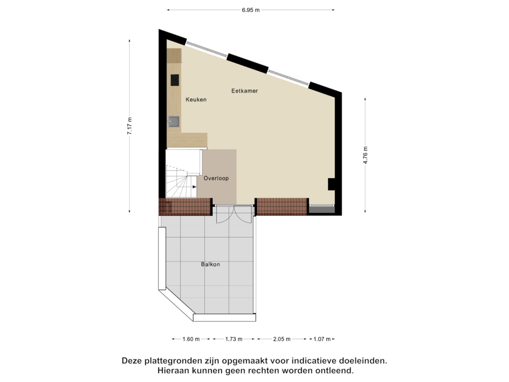 Bekijk plattegrond van Eerste Verdieping van Domstraat 7-F