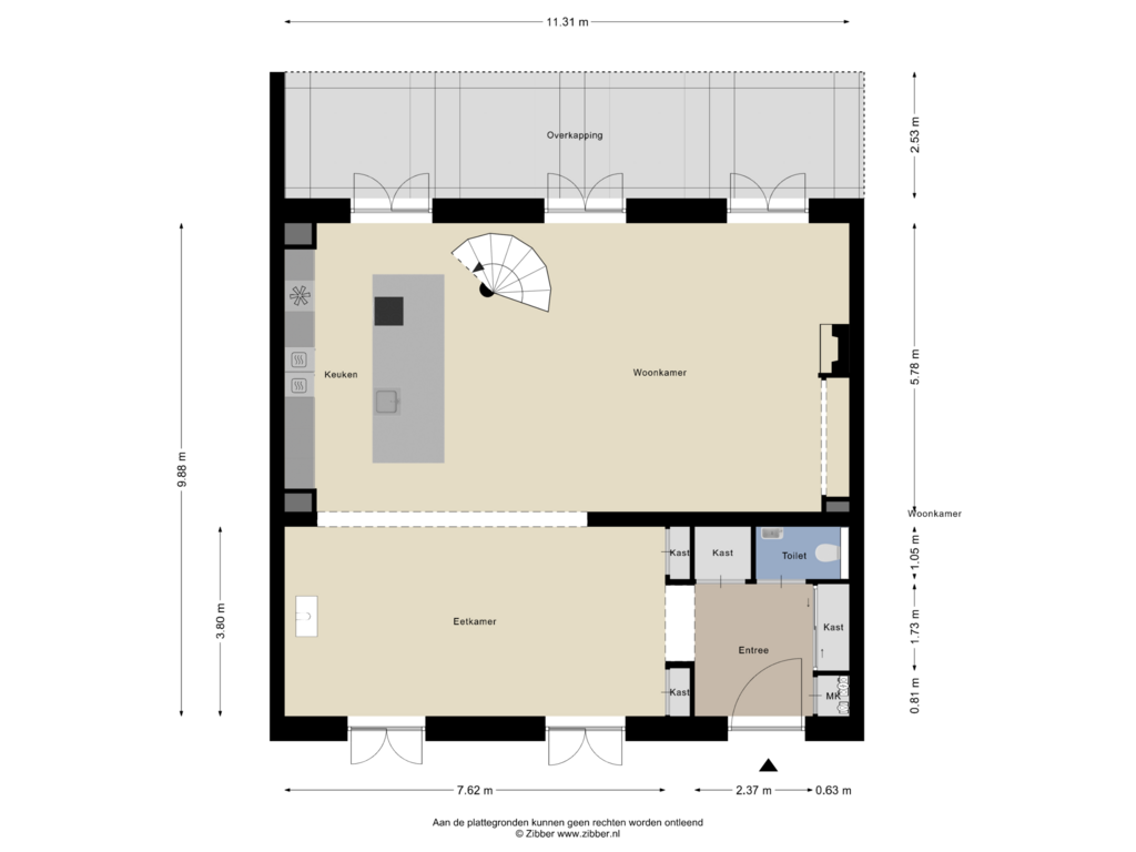 Bekijk plattegrond van Begane Grond van Zocherlaan 48