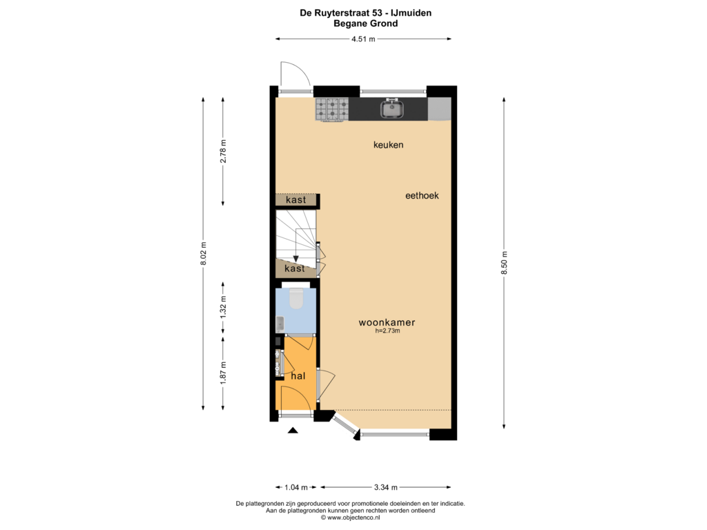 Bekijk plattegrond van BEGANE GROND van De Ruyterstraat 53