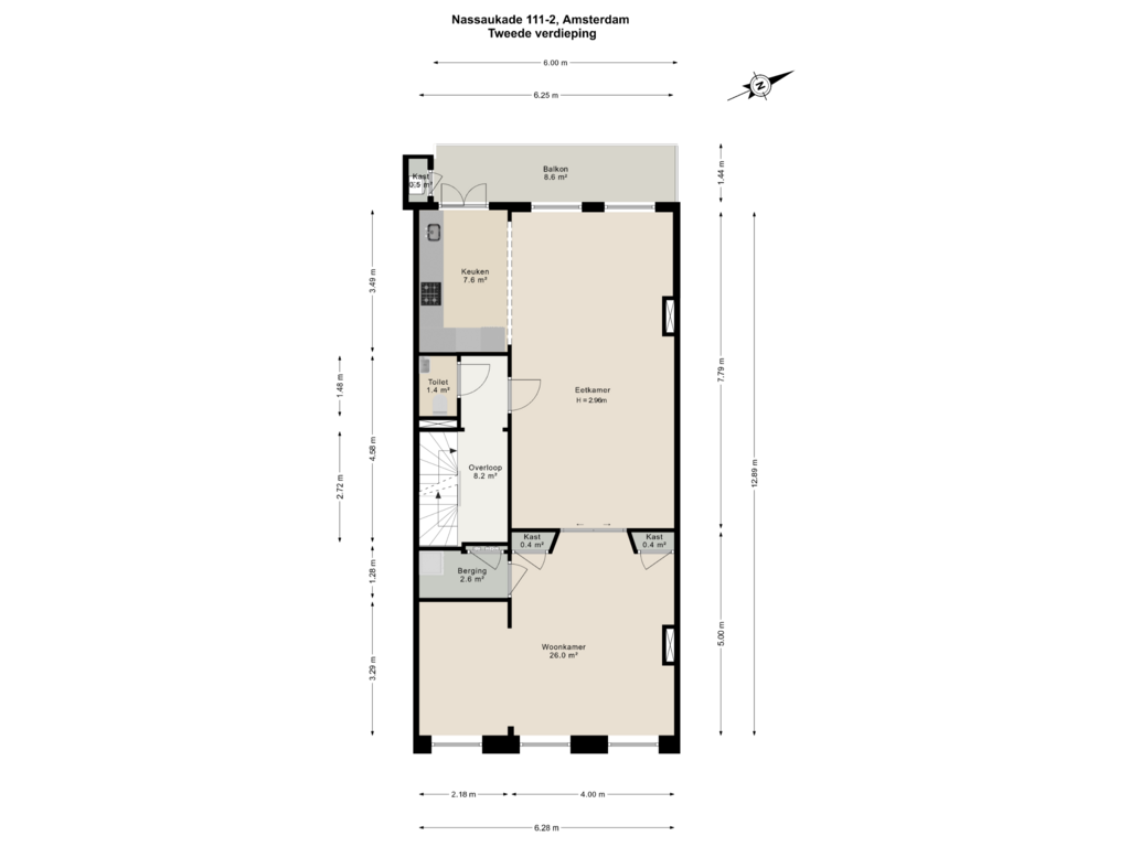 Bekijk plattegrond van Tweede verdieping van Nassaukade 111-2