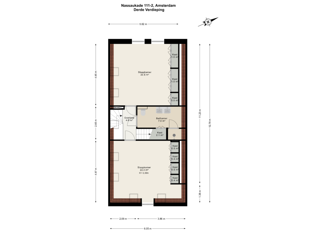 Bekijk plattegrond van Derde Verdieping van Nassaukade 111-2