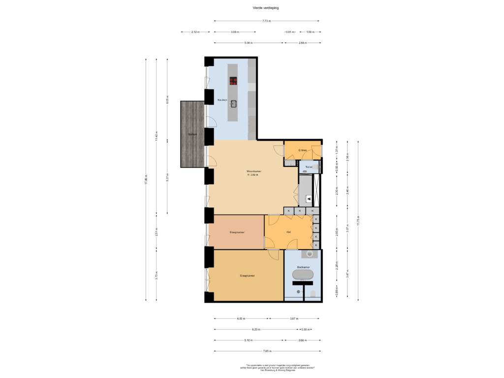 Bekijk plattegrond van Vierde verdieping van Lorriestraat 68