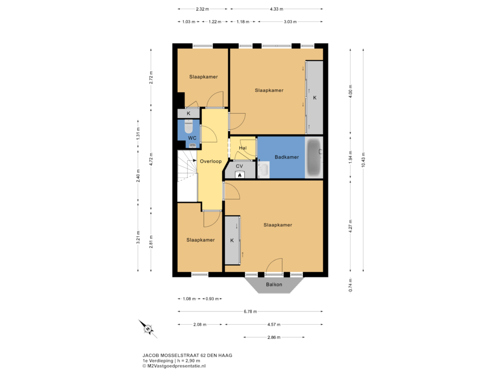 View floorplan of 1e Verdieping of Jacob Mosselstraat 62