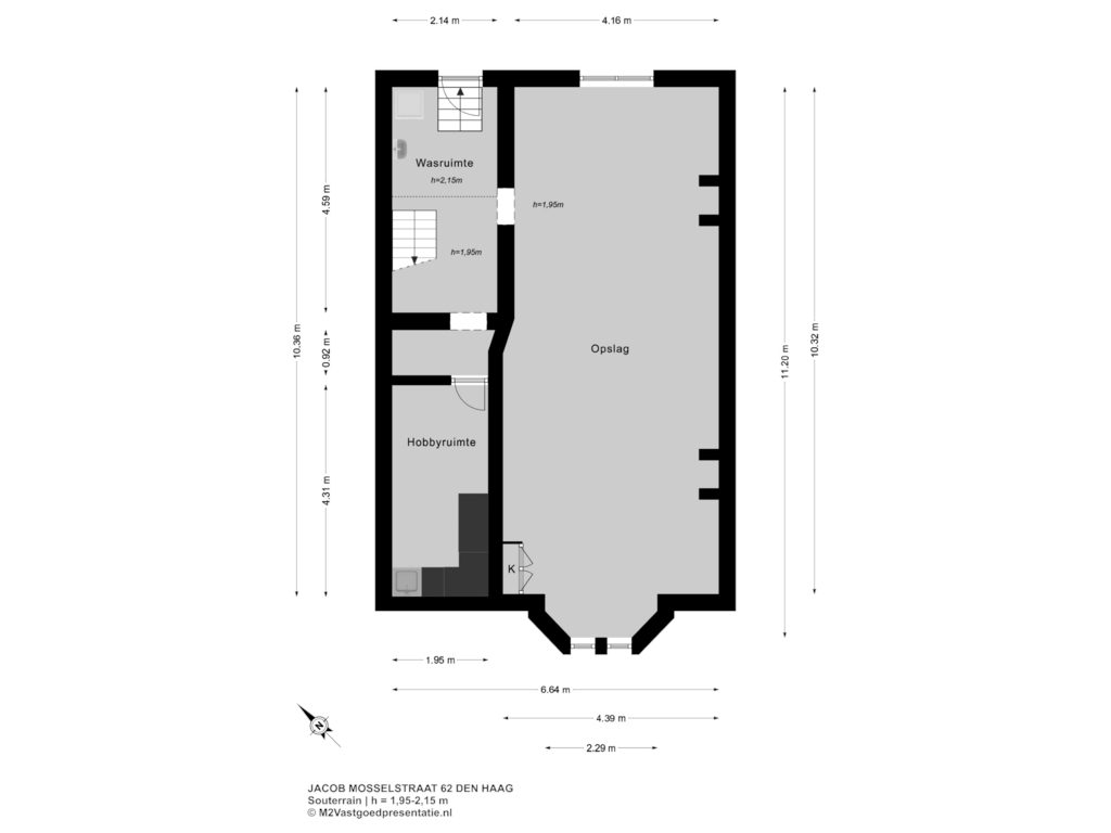 View floorplan of Souterrain of Jacob Mosselstraat 62