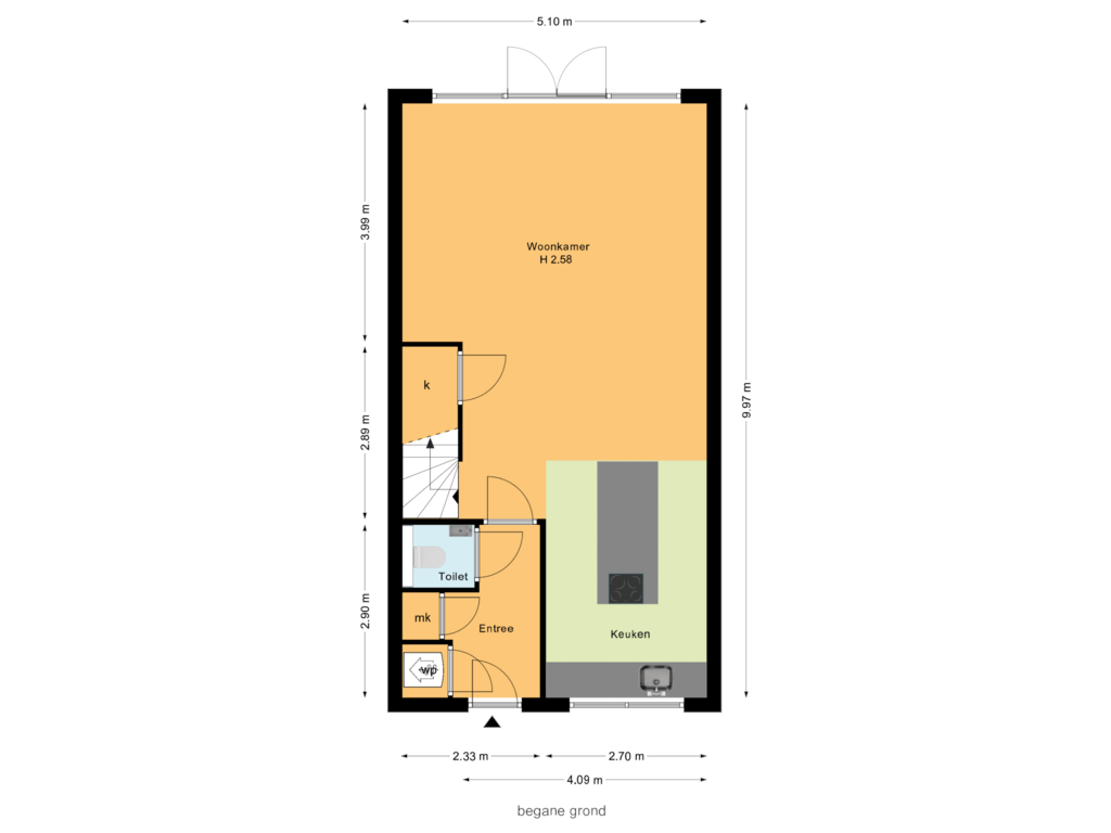 View floorplan of begane grond of Westmadeweg 91