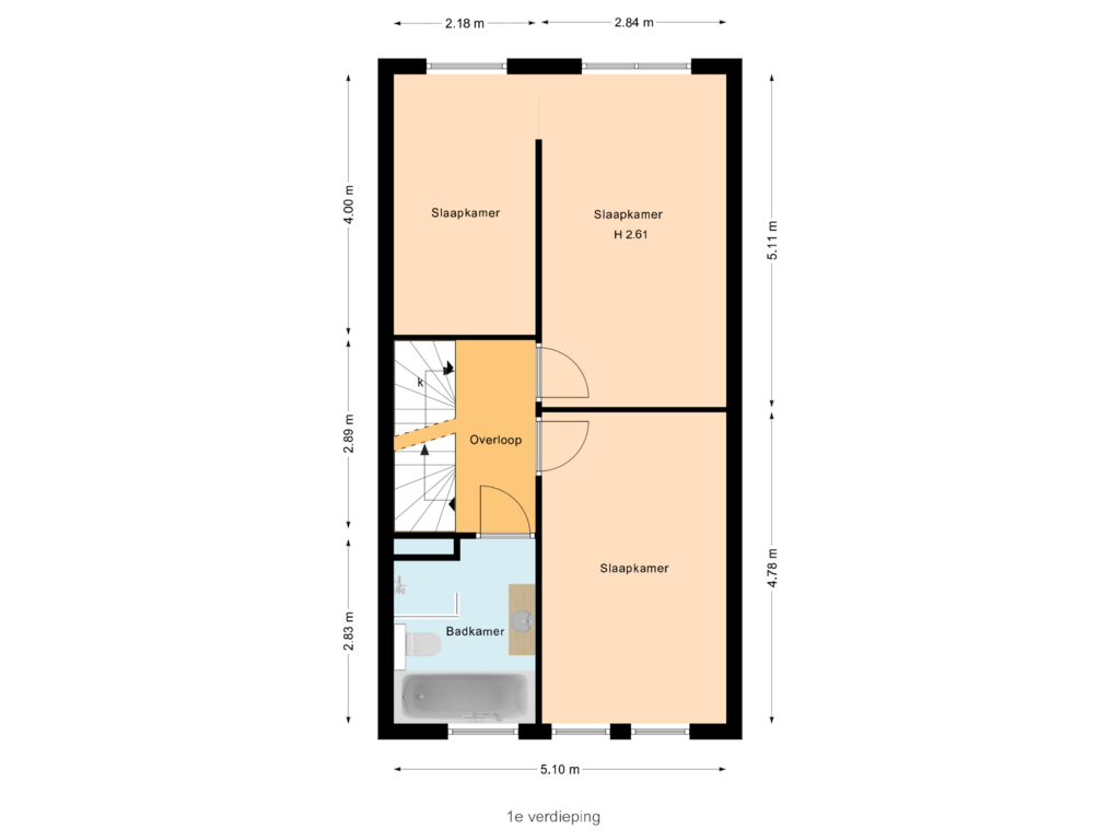 View floorplan of 1e verdieping of Westmadeweg 91