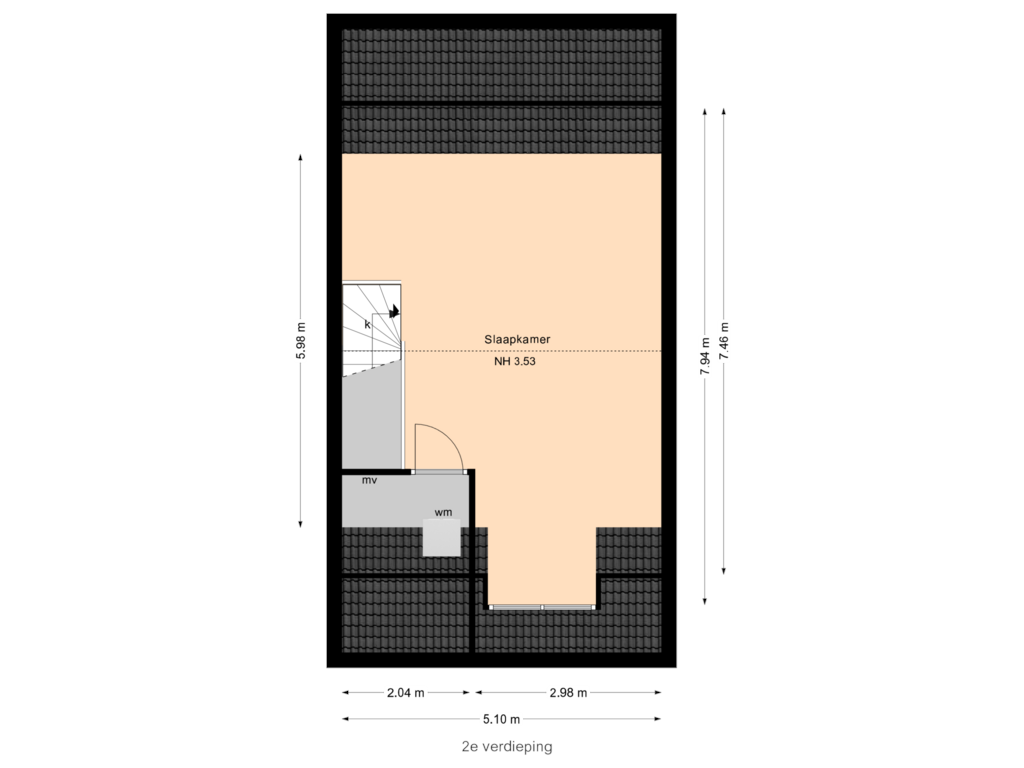 View floorplan of 2e verdieping of Westmadeweg 91